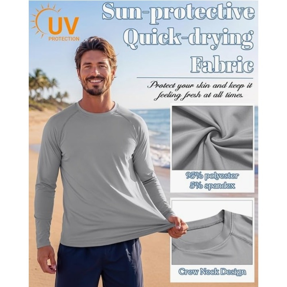 3-Pack Locoowai Sun Protection Shirts Men Size S- UPF 50+ Quick Dry Long Sleeve - Picture 4 of 4